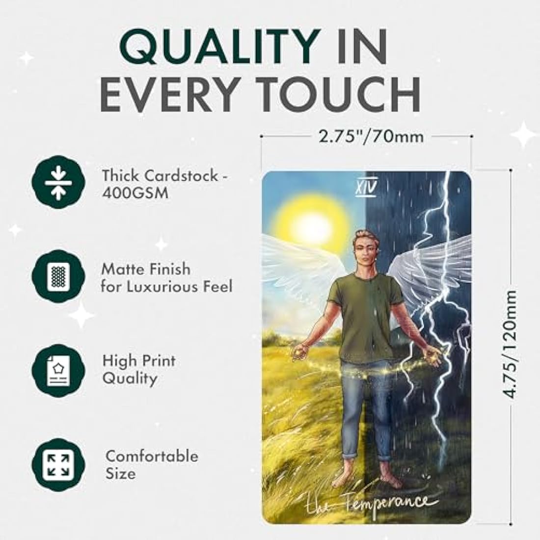 Wyspell Wild Reflections Tarot Deck with 200-Page Guidebook, Gold Edges, and Gift Packaging