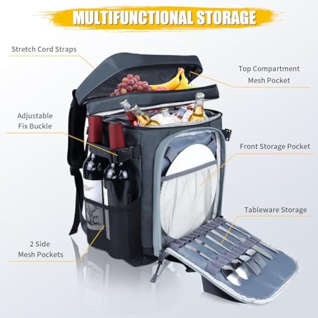 Cool Backpack 30L/20L Cool Bag Backpack Large Foldable 40/24 Cans Cool Backpack Large Thermal Backpack Insulated Backpack with Cooling Compartment Cooling Backpacks Shopping Backpack for Beach Picnic