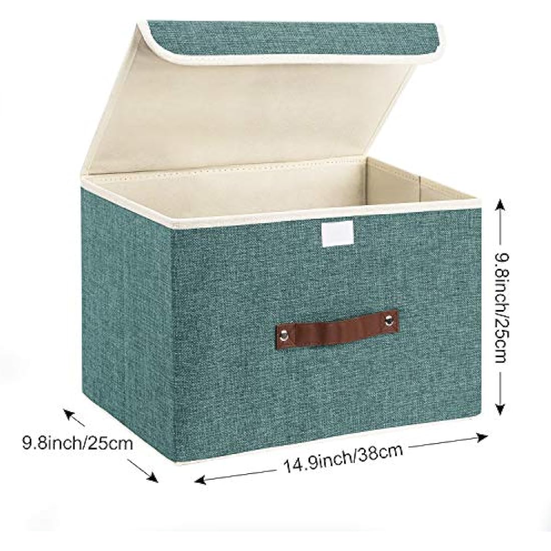 TYEERS Collapsible Storage Box with Lid, Fabric Storage Box for Clothes, Wardrobe Storage, 38x25x25 cm, Set of 3, Aqua Deep