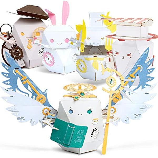 ROBOTRY Moving Paper Robots Set | Advanced Level STEM Kit | Paper Crafts | Learn Very Basic 5 Robot Mechanisms | Ideal for Schools & Gifts | Science & Engineering Learning