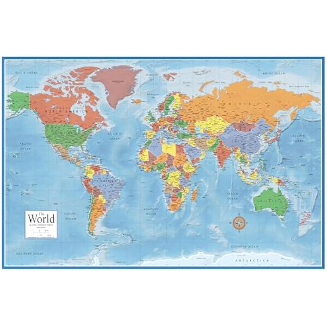 Swiftmaps 92cm x 61cm Laminated World Premier Wall Map Mural Poster A1