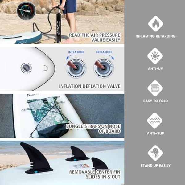 FEATH-R-LITE 10' &11' Inflatable Ultra-Light Stand Up Paddle Board for All Skill Levels Included with SUP, Adj Paddle, Pump, Backpack, Leash