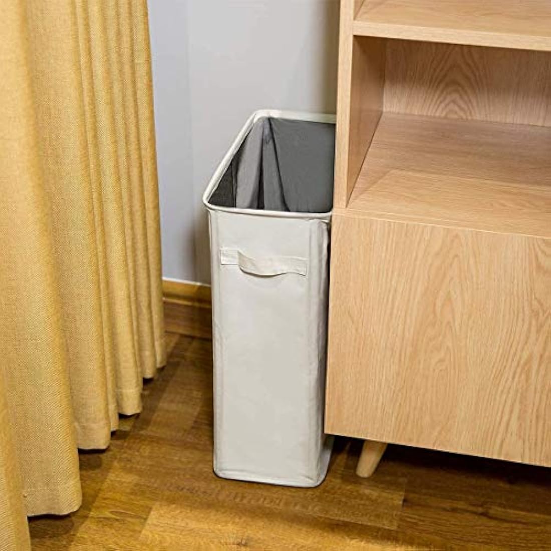 Chrislley Slim Laundry Basket Small Foldable Laundry Hamper Collapsible Washing basket Sturdy Laundry Bin with Handle