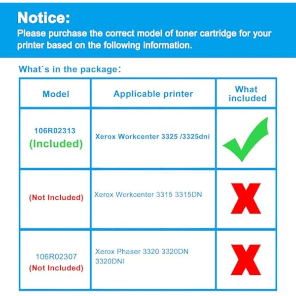 LCL Compatible Toner Cartridge 106R02313 3325 11000 Pages (1 Black) Replacement for Xerox Workcenter 3325 3325dni