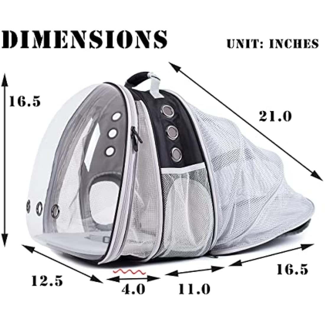 Interfashioner® Expandable Cat Backpack Carrier, Front & Back Dual Extension Clear Bubble Pet Backpack Carrier for Fat Cats Small Dogs up to 9kgs, Backpack for Large Cats