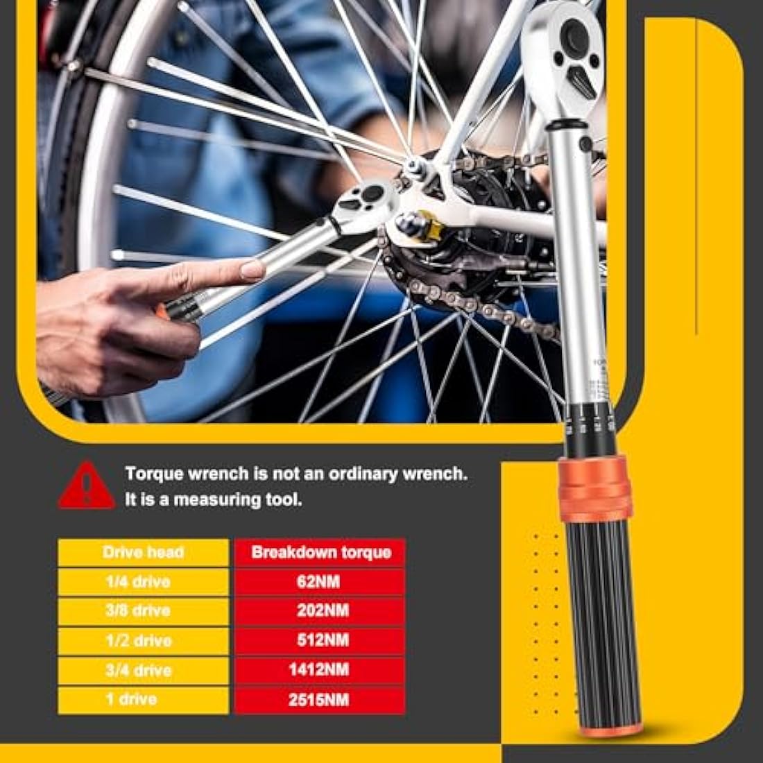 ATsafepro Bicycle Torque Wrench Set 5-25 Nm, 1/4 Inch Drive Click Torque Wrench Set with Dual Direction Adjustable 72 Tooth for Bike and Motorcycle Maintenance