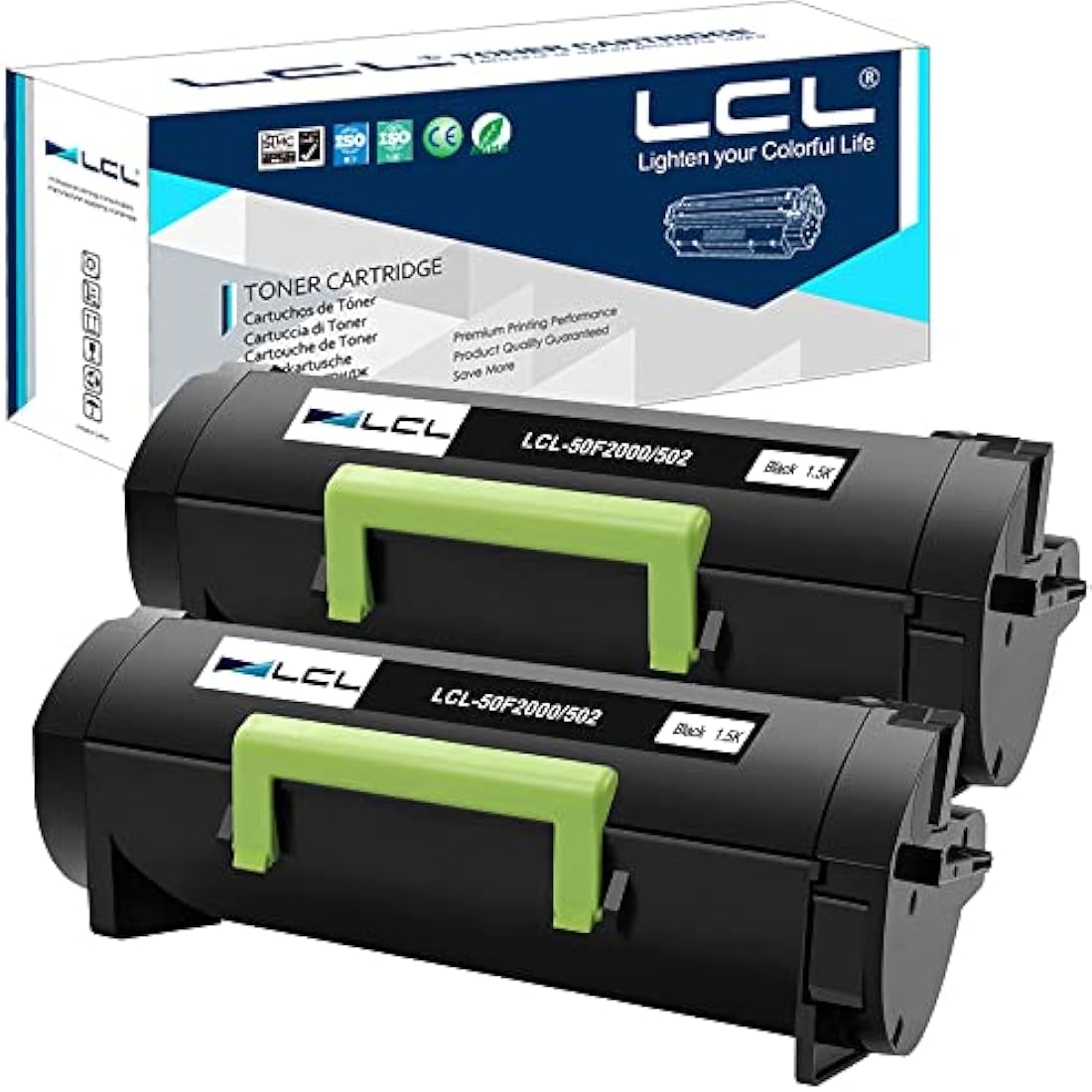 LCL 50F2000 50F000G 500G 502 Toner Cartridge Compatible for Lexmark MS310 MS310dn MS310d MS312DN MS510dn MS410 MS410d MS415DN MS410dn MS510 MS510dn MS610 MS610DN MS610DTN MS610DE MS610DTE (2 Black)