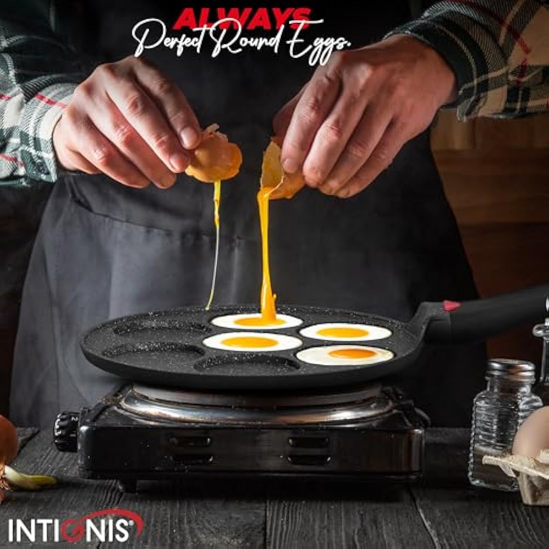 Non-Stick Ceramic Coated Frying Pan 26cm for Mini Pancakes | Mini Uthappam | Mini Crepe | Frying Eggs | 4 & 7 Moulds | Induction Safe