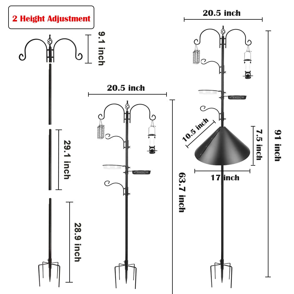 MIXXIDEA Deluxe Bird Feeding Station Kit - Wild Bird Feeder Hanging Kit with Suet Cage, Squirrel Guard Baffle, Multi Feeder Hanging, Planter Hanger,