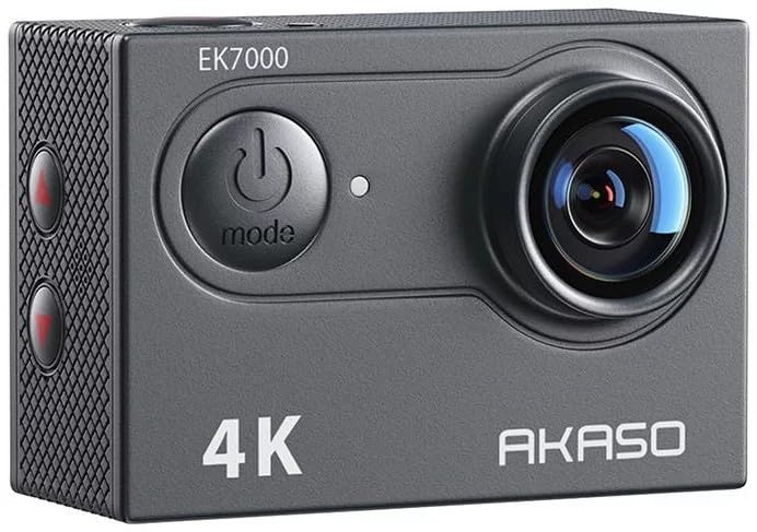 AKASO EK7000 Action Camera Floating Hand Grip Bundle - Includes 4K30FPS EK7000 Underwater Camera, Floating Hand Grip, 2 Batteries, Carrying Case, and Accessory Kits
