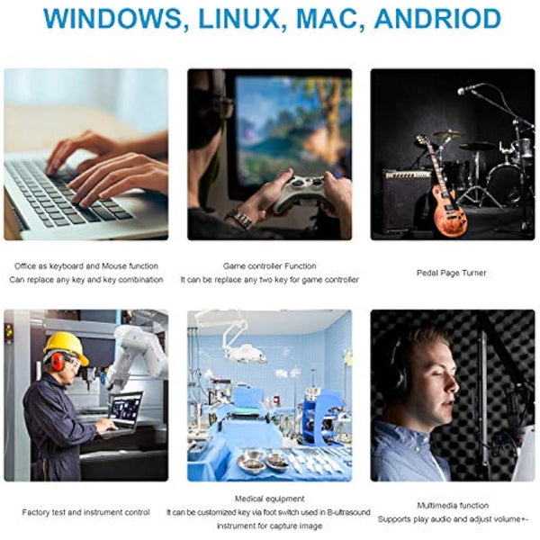 iKKEGOL Upgraded USB Triple Foot Pedal Optical Switch Control 3 Key Button Program Computer Keyboard Mouse Game Action HID