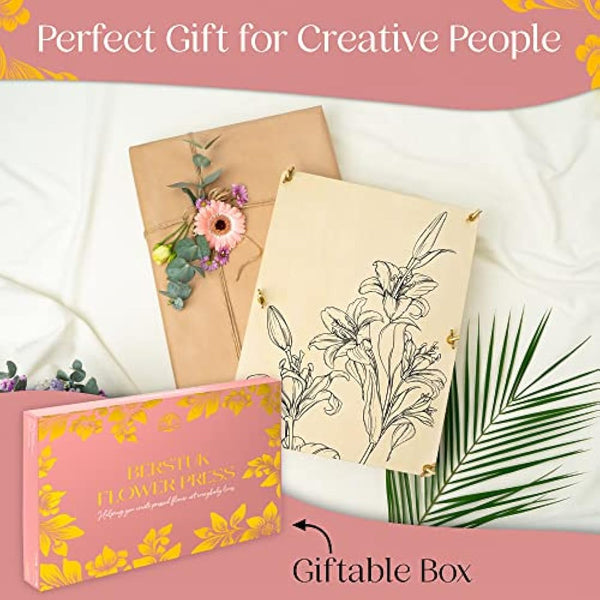 Berstuk Extra Large Flower Press Kit for Adults - Big Flower Preservation Kit 38 x 29cm (15" x 11.4") - Includes Video Tutorials - Gift-Ready Packaging for Arts and Crafts Lovers