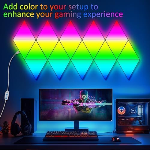 Kangtaixin Triangle LED Light Panels - 8 Pack Triangle Wall Light DIY Geometry Splicing Module Rhythm Lamp with App Control & Music Sync for Gaming Setup, Bedroom, and Streaming Room