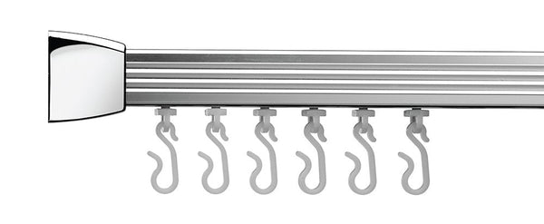 Croydex AD200541 Slenderline Modular Shower Rail Kit includes L-Shaped/ U-Shaped/ Straight Ceiling Support/ Hooks and Gliders, Chrome