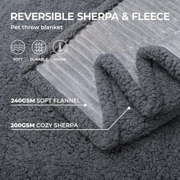 luciphia Washable Waterproof Dog Blanket Cute Dog Cat Blankets, Medium Large Dog Blankets for Sofa and Beds, Grey XL (145 * 216cm)