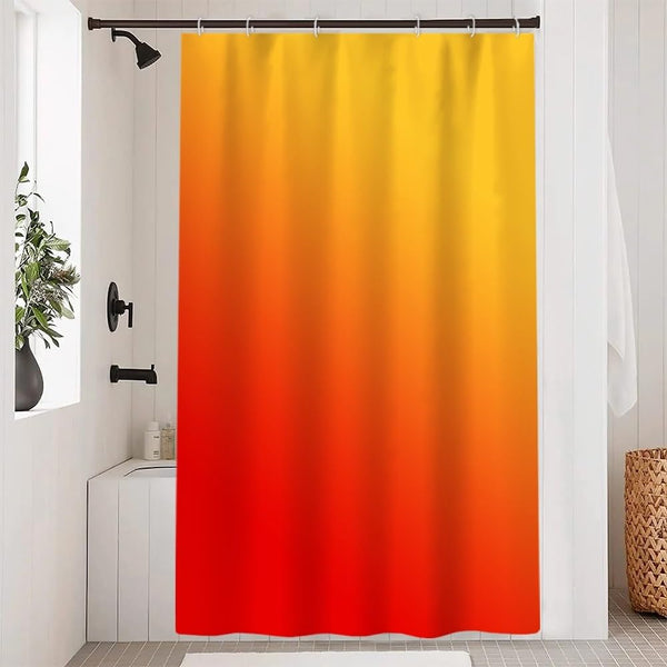 Uiiooazy Red Shower Curtain, Gradient Orange Yellow Gradient Bath Curtains Anti Mould Waterproof Washable Polyester Fabric Bathroom Curtains with 8