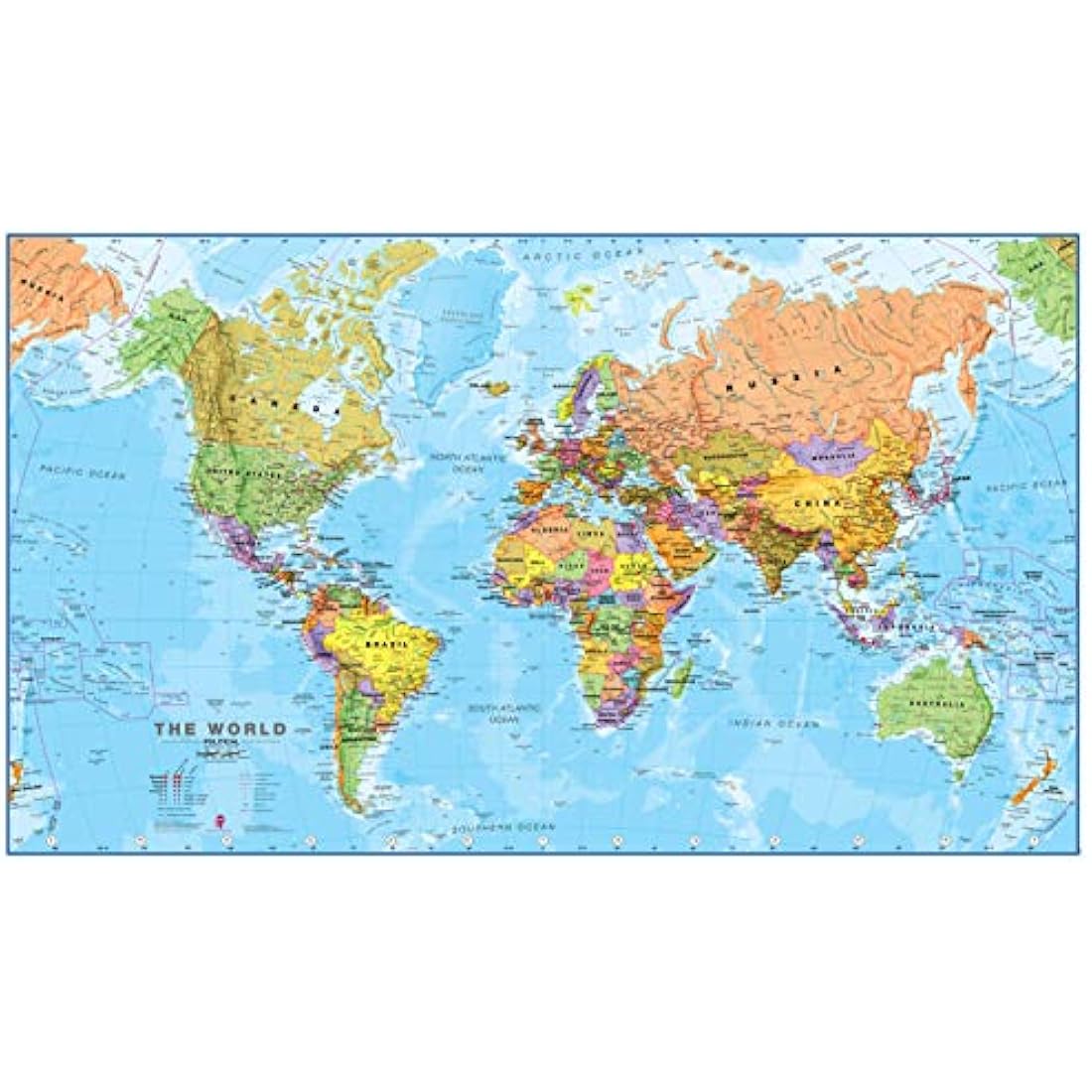 Maps International - World Map - Updated 2025 - Front Sheet Lamination - 84.1cm (w) x 59.4cm (h)