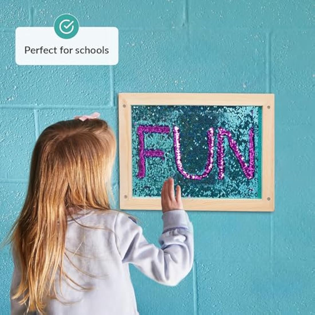 ODOXIA Sequin Wall Frame | Sensory Wall Sequin Flip Fabric for Kids | Reversible Sequin Fabric | Sequin Wall Panel