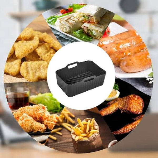 Silicone Air Fryer Liners for Ninja Foodi Air Fryer AF300UK, 2Pcs Ninja Foodi Dual Zone Air Fryer Accessories, Reusable Silicone Dual Basket Air Fryer Liner 7.6L