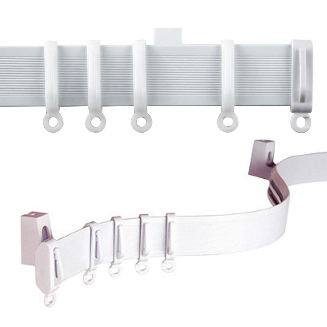 C2B 500cm Plastic Curtain Track - Strong, Bendable Track, (196") Bay & Straight Windows - Wall & Ceiling Mounted, Parts for 3 Tracks.- Easily Cut Down