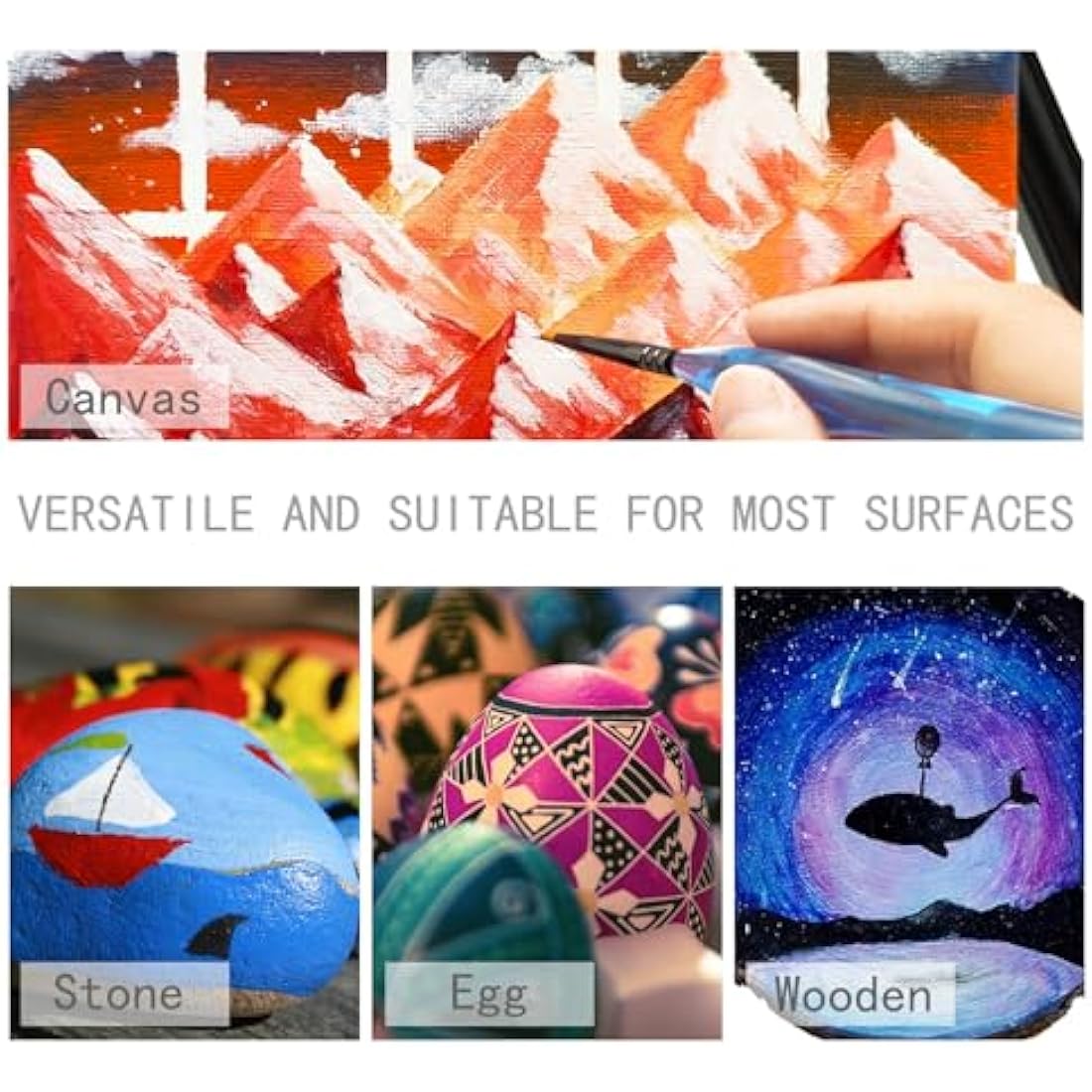 Artecho Acrylic Paint Set - 48 Colors, 2 Oz/59ml Basic Acrylic Paint Supplies for Wood, Fabric, Crafts, Canvas, Leather & Stone