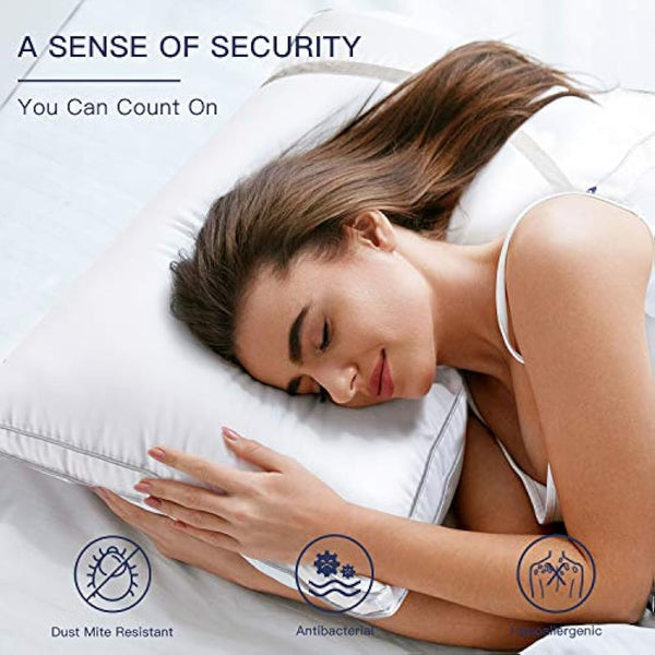 BedStory 4 Pack Sleeping Pillows, Hotel Pillow Down Alternative Dust Mite Resistant & Hypoallergenic, Standard Size Bed Pillow for Neck/Shoulder Pain/Allergy Sufferers and Back/Stomach/Side Sleepers