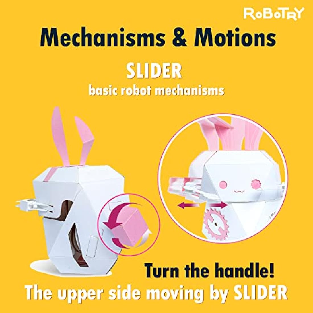 ROBOTRY Moving Paper Robots Set | Beginner Level STEM Kit | Paper Crafts | Learn Very Basic 5 Robot Mechanisms | Ideal for Schools & Gifts | Science & Engineering Learning