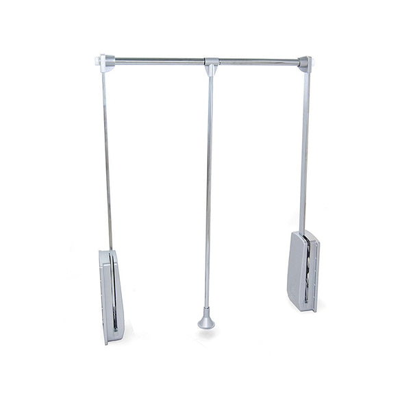 Emuca - Hang Pull Down Wardrobe Rail Lift, Adjustable Width 600-830mm (23,6-32,6 inch), Chrome Finish
