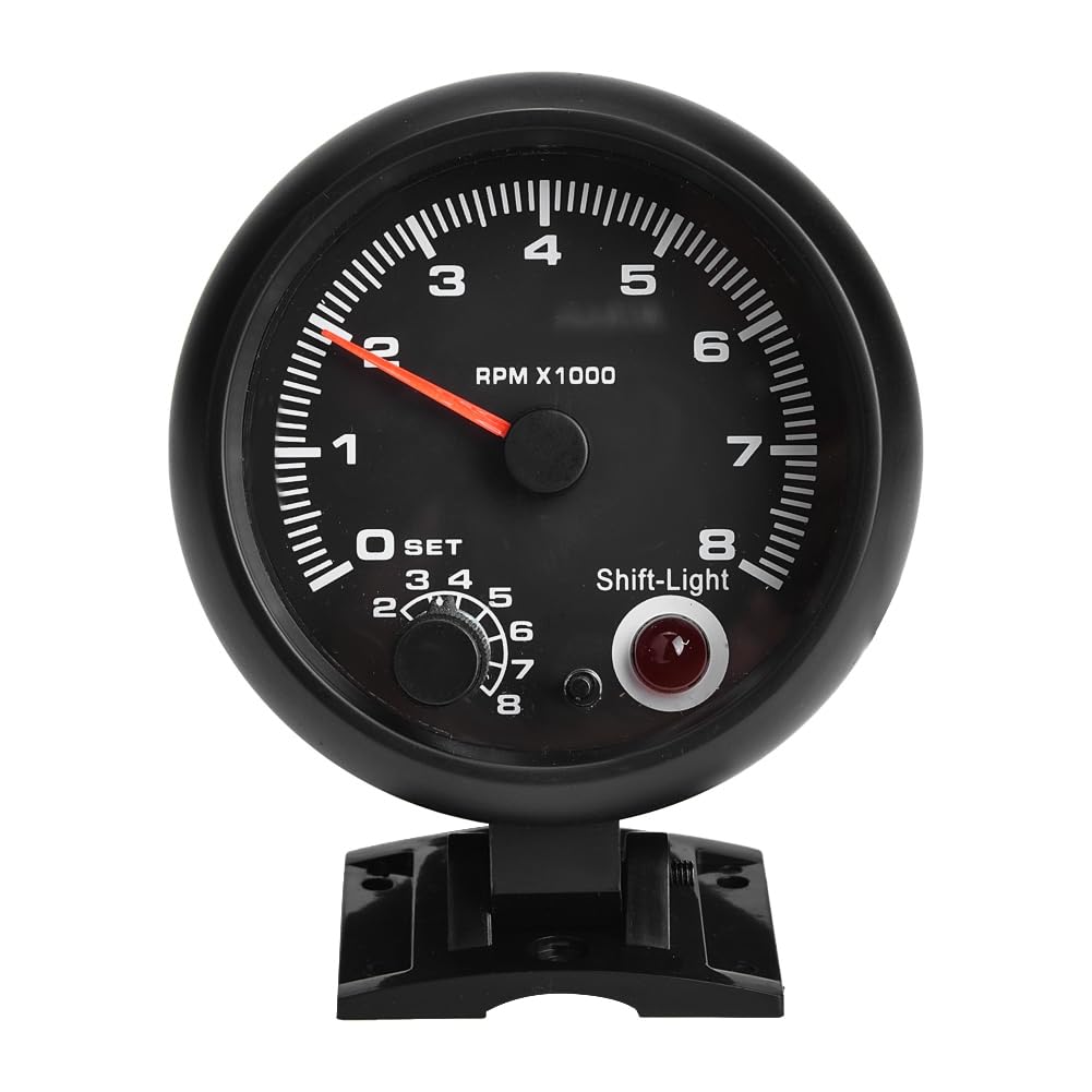 TKSE Tachometer 12V, 0-8000 RPM Car Universal Tachometer Rev Counter Tacho Gauge Meter LED Shift Light