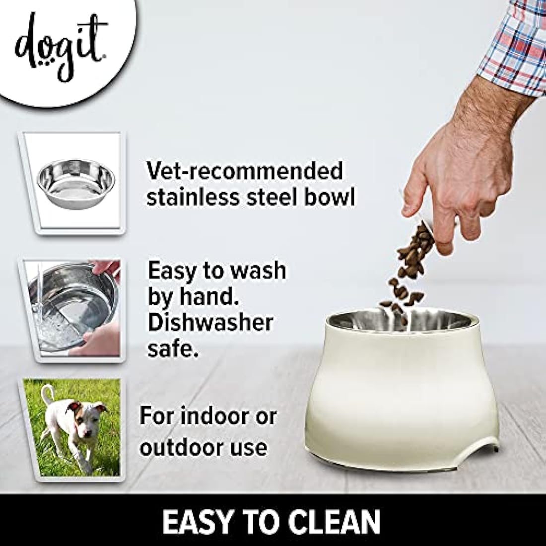 Dogit 2-in-1 Elevated Dish/Bowl, White/Cream, 900 ml Capacity