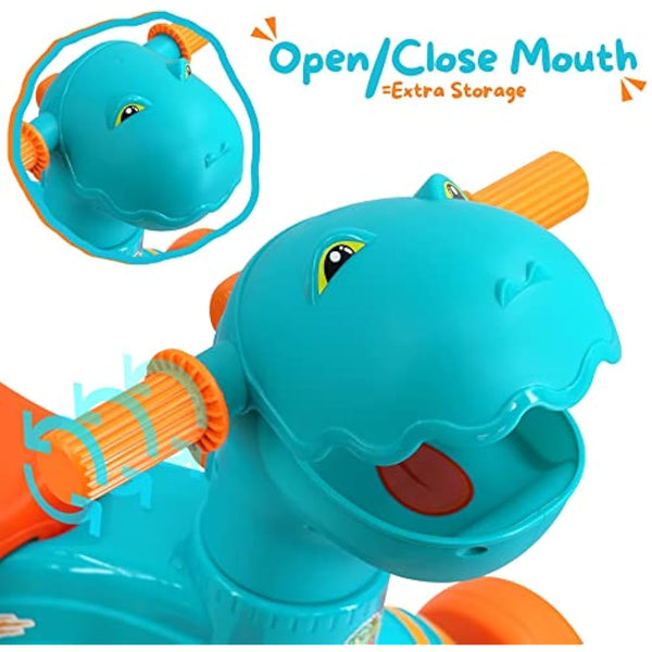 Kids Dinosaur Trike, Ride On Bike with Dino Roar Sounds, Music, Lights, Spin Handle, Interactive Toy, Balance Bike Tricycle for Babies and Toddlers Age 18 Months +