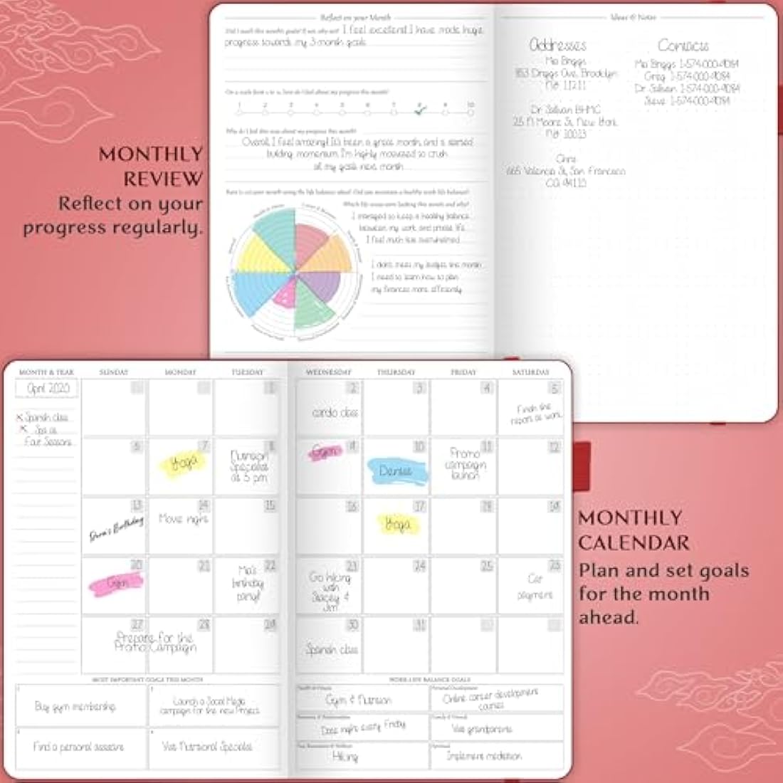 Legend Planner Hourly Schedule – Weekly & Daily Organizer with Time Slots. Appointment Book Journal for Work, Undated, A5 (Wine Red)