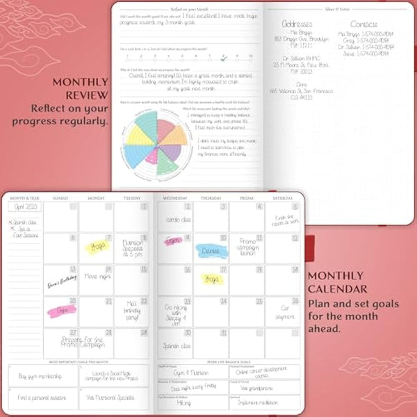 Legend Planner Hourly Schedule – Weekly & Daily Organizer with Time Slots. Appointment Book Journal for Work, Undated, A5 (Wine Red)