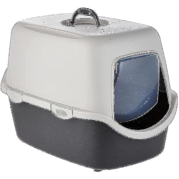 TRIXIE Vico litter tray with bonnet - easy click fasteners - plastic - 40 x 40 x 56 cm - denkel grey/light grey - 40271