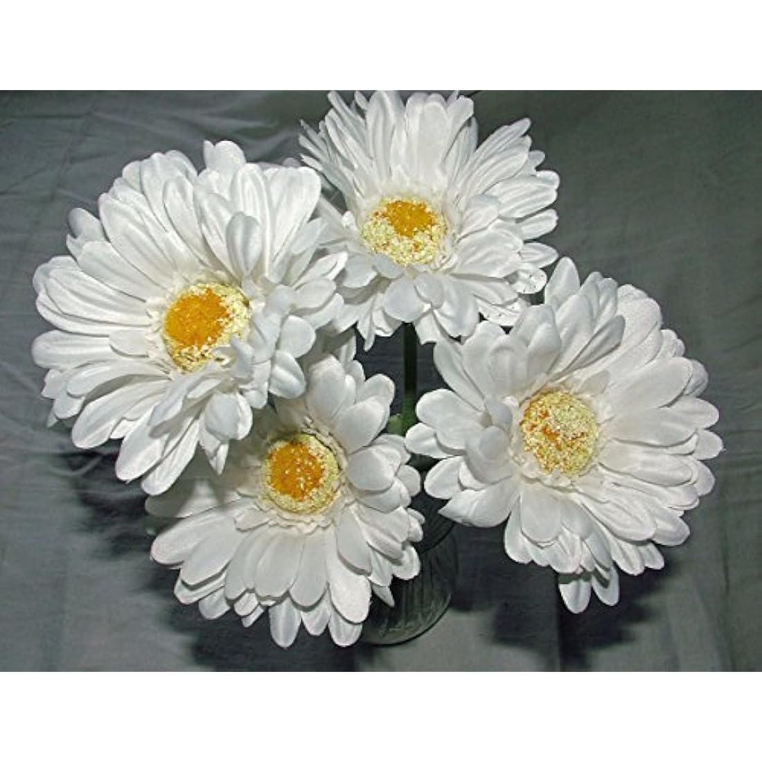 Artificial Single Stem Gerbera with Big Bloom - very dramatic - home garden (12 Pack, White)