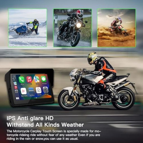 CARabc 5" IPS Touch Screen Portable Apple Carplay Screen for Motorcycle Wireless Apple CarPlay & Android Auto GPS Navigation IPX7 Waterproof Support Siri/Google Assistant (Normal)