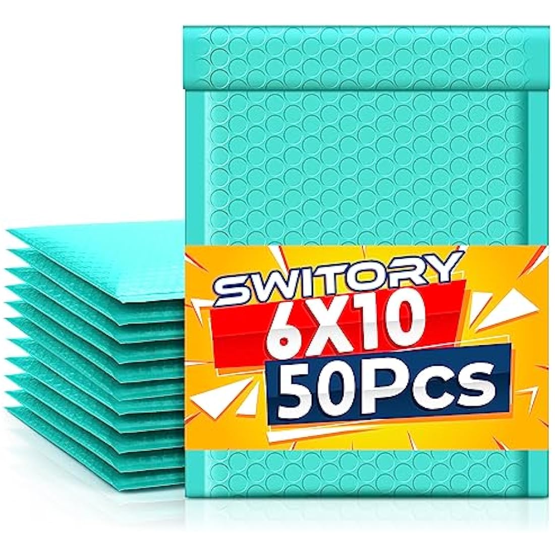 Switory 50pcs Padded Envelopes A5 Bubble Mailers 6x10In Packaging Bags Small Bubble Envelopes Wrap Envelope Mailer Bags Poly Mailers 15.3cmx22.9cm, Green