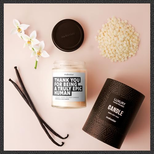 Thank You Gifts - Luxury Soy Wax Candle - Vanilla, Jasmine, Sugared Almond - Makester