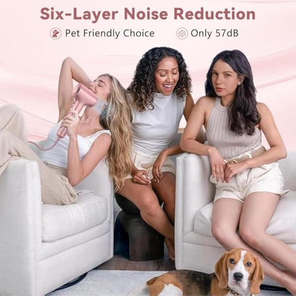 TQQ Hair Dryer, 200 Million Negative Ionic Hairdryer, 110, 000 RPM High Speed Brushless Motor Blow Dryer for 2min Fast Drying, 57dB Low Noise Travel Hairdryers for Women and Men