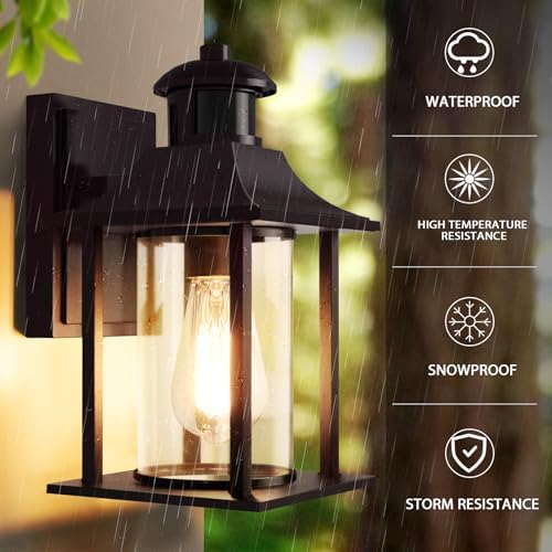 Lamomo Outdoor Wall Light,Brown Motion Sensor Light Outdoor with Bulb,Waterproof Aluminum Security Light Sensor Wall Lantern Anti-Rust Outside Wall Sconce for Garden Doorway