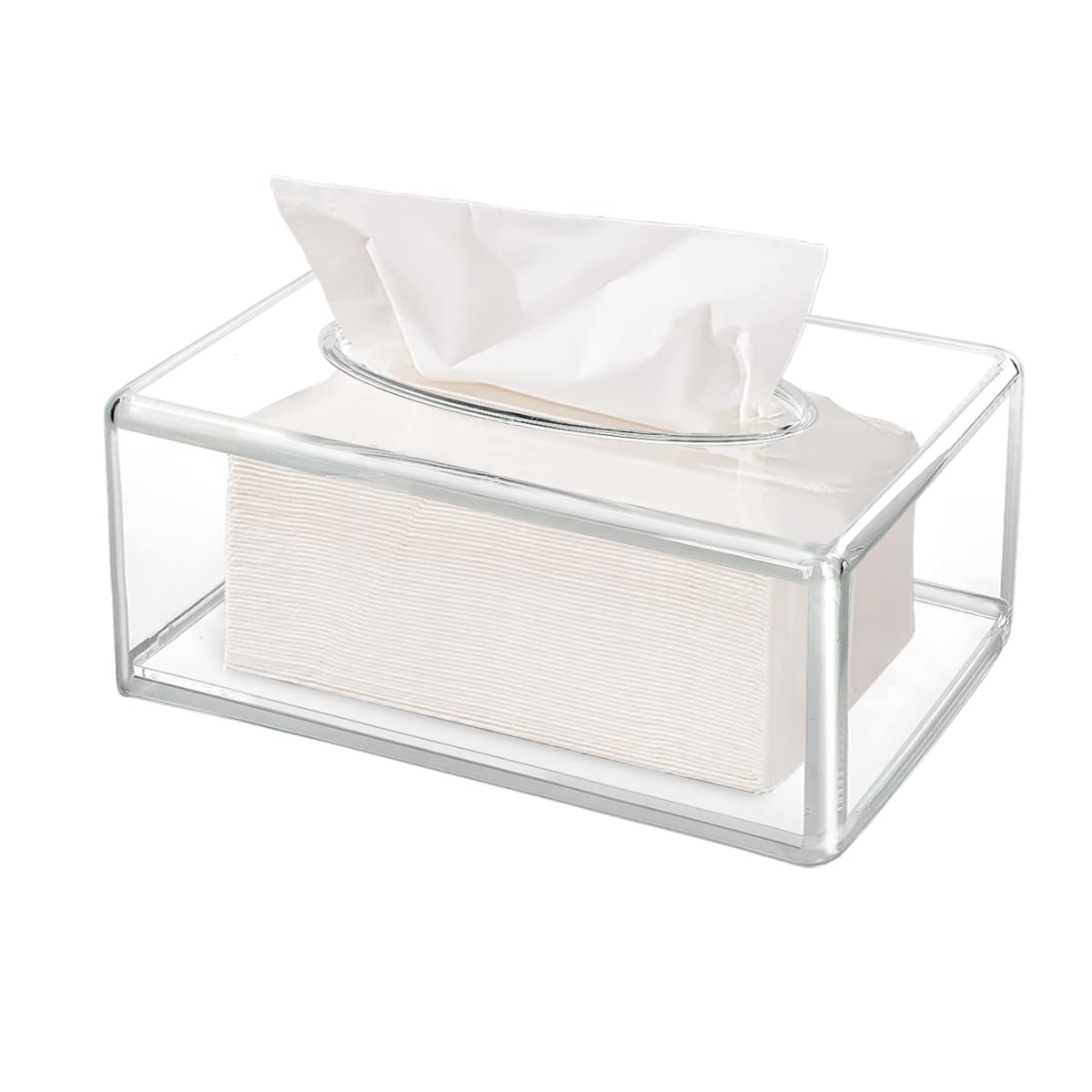Discoball Tissue Box Clear Tissue Holder Rectangular Napkin Dispenser Tissue Box Cover, Acrylic Tissue Storage Box for Home, Bathroom, Table, Office