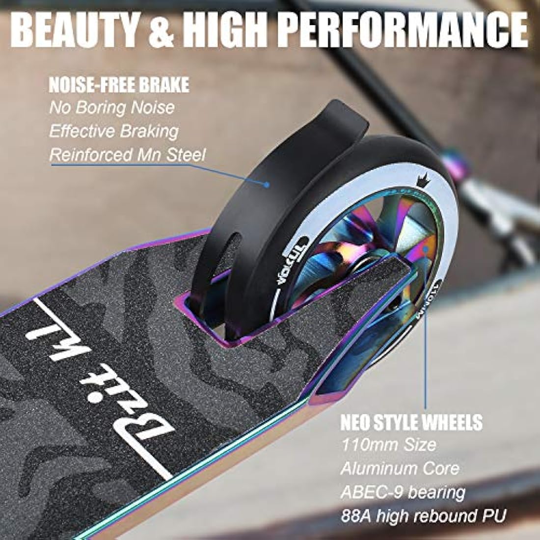 VOKUL BIZT K1 Pro Scooter - Stunt Scooters for Kids 7 Years and Up, Beginner to Intermediate Tricks Freestyle Scooters with 110MM Alloy Wheels