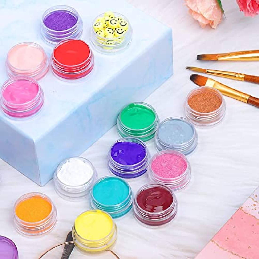 100PCS Clear Sample Empty Containers with Lid 3g, BPA Free Travel Round Jars, Leak Proof Cosmetic Pot Jars, Refillable Sample Containers for Makeup, Powder, Jewelry, with 5 Mini Spatulas