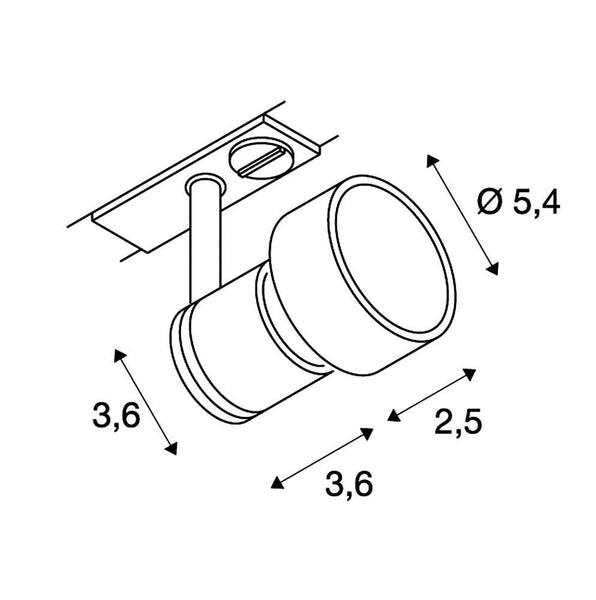 SLV 1-Phase Puri/Spotlight, LED spot, Ceiling, Track System, Interior Lighting / GU10 50W Black, Aluminium, 50 W