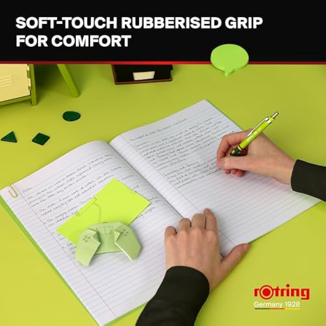 rOtring Tikky Mechanical Pencil | HB 0.7 mm | Spidermum (lime) Barrel | Lightweight with Rubberised Grip | 12 Count