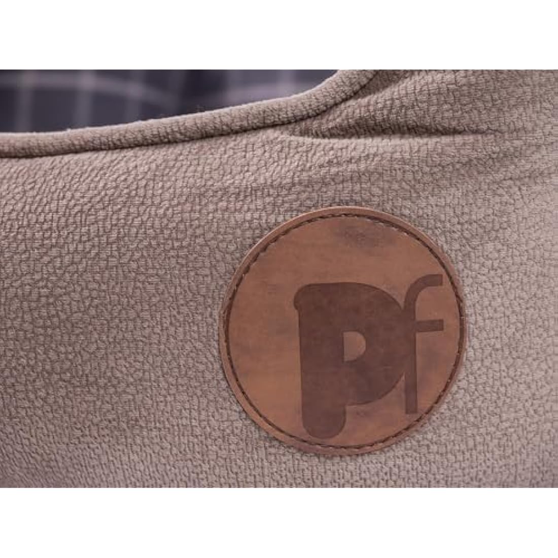 Petface Bamboo Oval Dog Bed, Medium, Grey Check