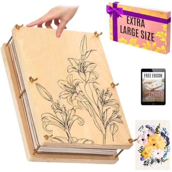 Berstuk Extra Large Flower Press Kit for Adults - Big Flower Preservation Kit 38 x 29cm (15" x 11.4") - Includes Video Tutorials - Gift-Ready Packaging for Arts and Crafts Lovers