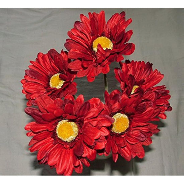 Artificial Single Stem Gerbera with Big Bloom - very dramatic - home garden (12 Pack, Red)