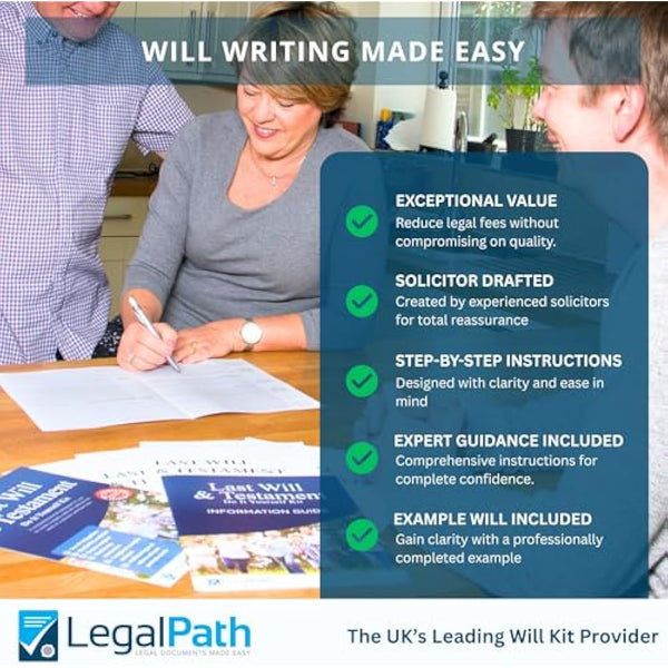 Double Pack Essential Last Will and Testament (DIY Will Kit UK) - Really Simple to Complete & Includes Comprehensive Guide 2025-26 Edition by LegalPath®
