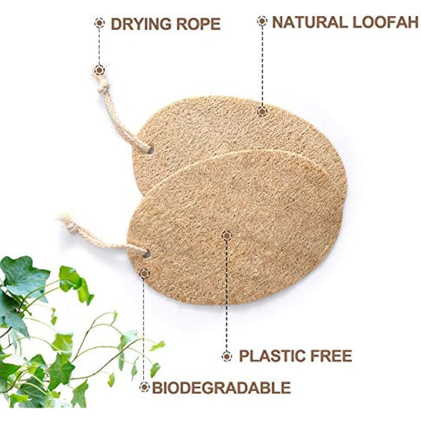 Loofah Dish Sponge - Plastic-Free Sponges - Compostable Loofah Scouring Pads - Biodegradable Body Scrubbers - Exfoliating Loofah Bath Sponge - Zero Waste & Plant-Based